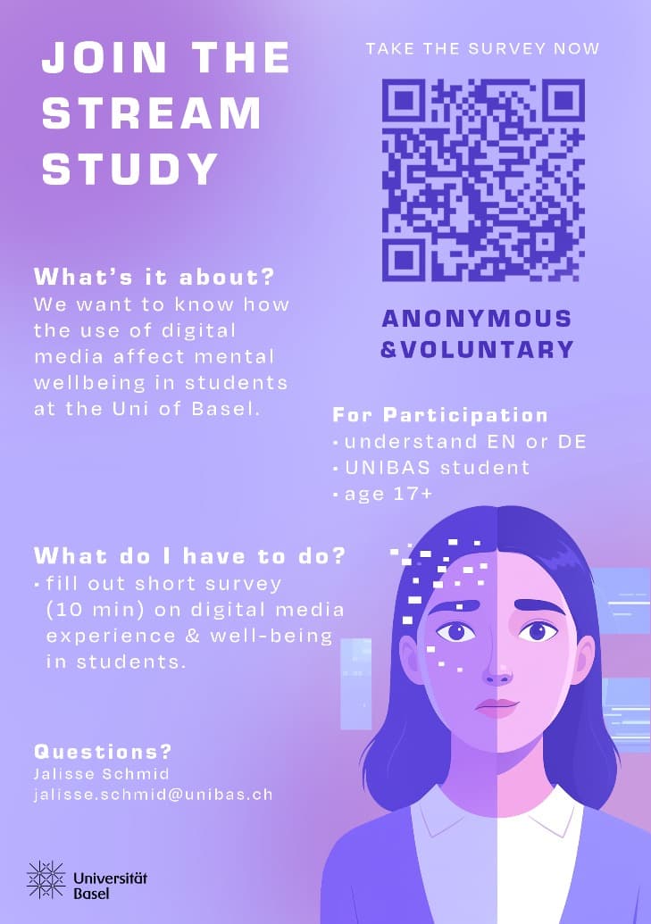 Nur für Studierende der Universität Basel: Teilnahme an der STREAM-Studie zu digitalen Med